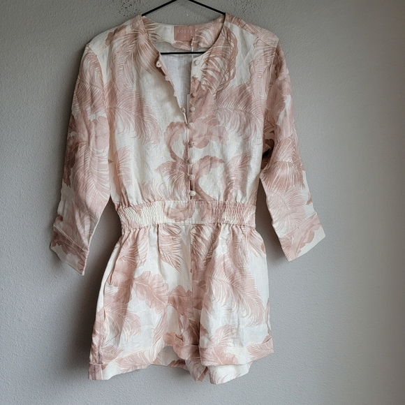 Sofia the Label Palms Linen Playsuit size AU6 NWT - Picture 4 of 9